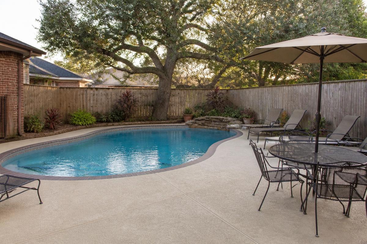 Clean backyard swimming pool in Harvey, Louisiana